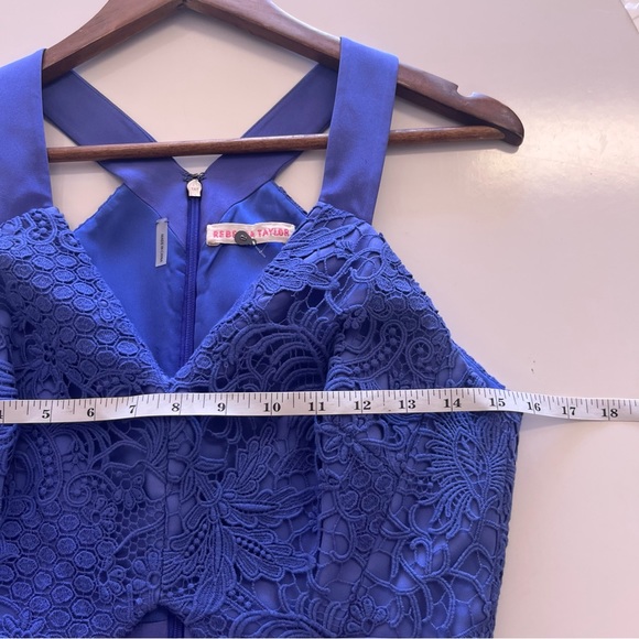 Rebecca Taylor Lilac Lace Keyhole Event Sleeveless Mini Peplum Hem Mermaid Dress - Picture 12 of 12